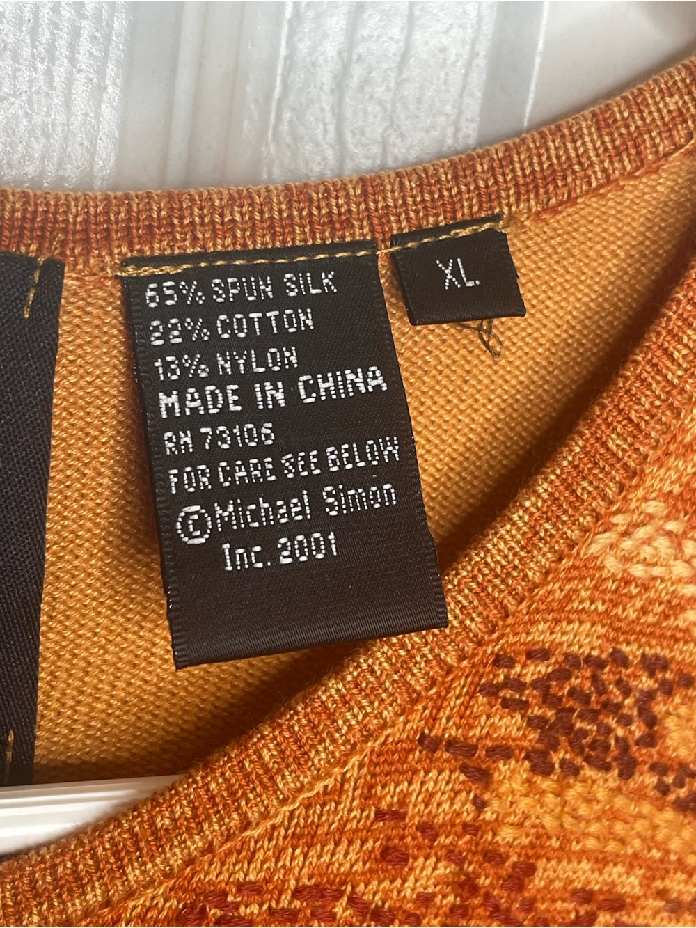 Michael Simon Vintage 2001 Spun Silk Eagle Knit Sequined Sweater in Gold XL - Picture 10 of 11